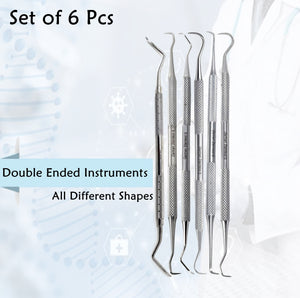 6 Pcs Dental Sickle Scalers Anterior Posterior Double Ended Periodontal Stainless Steel Intruments