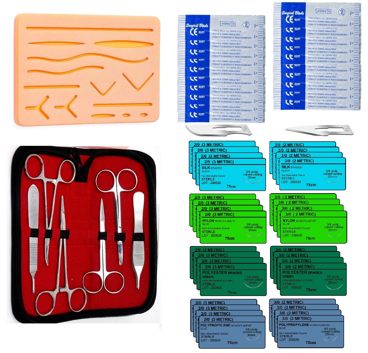 Set de suture Médecine - Extra Advanced - Porte-aiguille - Brucelles - Set  de suture