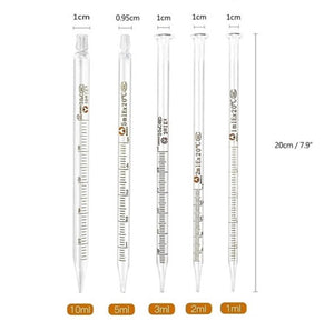 Glass Pipettes Graduated Droppers Set of 17 Pcs with Rubber Heads Lab Pipettors Droppers for Liquid & Essential Oils