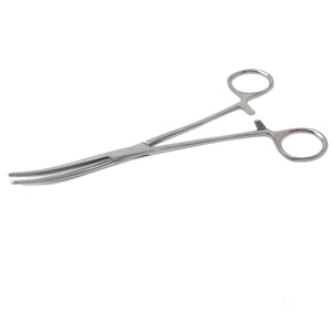 Pet Ear Hair Pulling Serrated Ratchet Forceps, Stainless Steel Grooming Tool, Silver 12" Curved