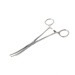 Pet Ear Hair Pulling Serrated Ratchet Forceps, Stainless Steel Grooming Tool, Silver 7.25" Curved