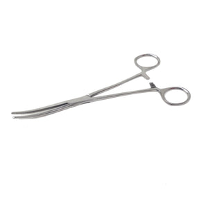Pet Ear Hair Pulling Serrated Ratchet Forceps, Stainless Steel Grooming Tool, Silver 8" Curved