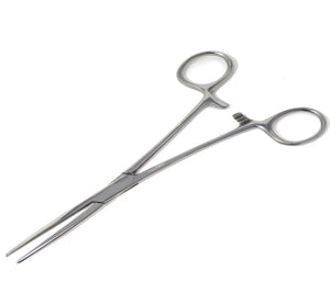Pet Ear Hair Pulling Serrated Ratchet Forceps, Stainless Steel Grooming Tool, Silver 12" Straight