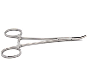 Pet Ear Hair Pulling Serrated Ratchet Forceps, Stainless Steel Grooming Tool, Silver 5.5" Curved