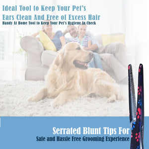 Dog Cat Ear Cleaning Forceps 5.5" STR Pet Hair Pulling Clamp Tweezers Grooming, BLACK Multi Paws