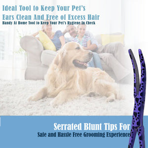 Dog Cat Ear Cleaning Forceps 5.5" CRV Pet Hair Pulling Clamp Tweezers Grooming, PURPLE Paws