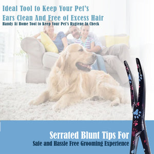 Dog Cat Ear Cleaning Forceps 5.5" CRV Pet Hair Pulling Clamp Tweezers Grooming, BLACK Multi Paws