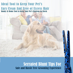 Dog Cat Ear Cleaning Forceps 5.5" STR Pet Hair Pulling Clamp Tweezers Grooming, BLUE Paws