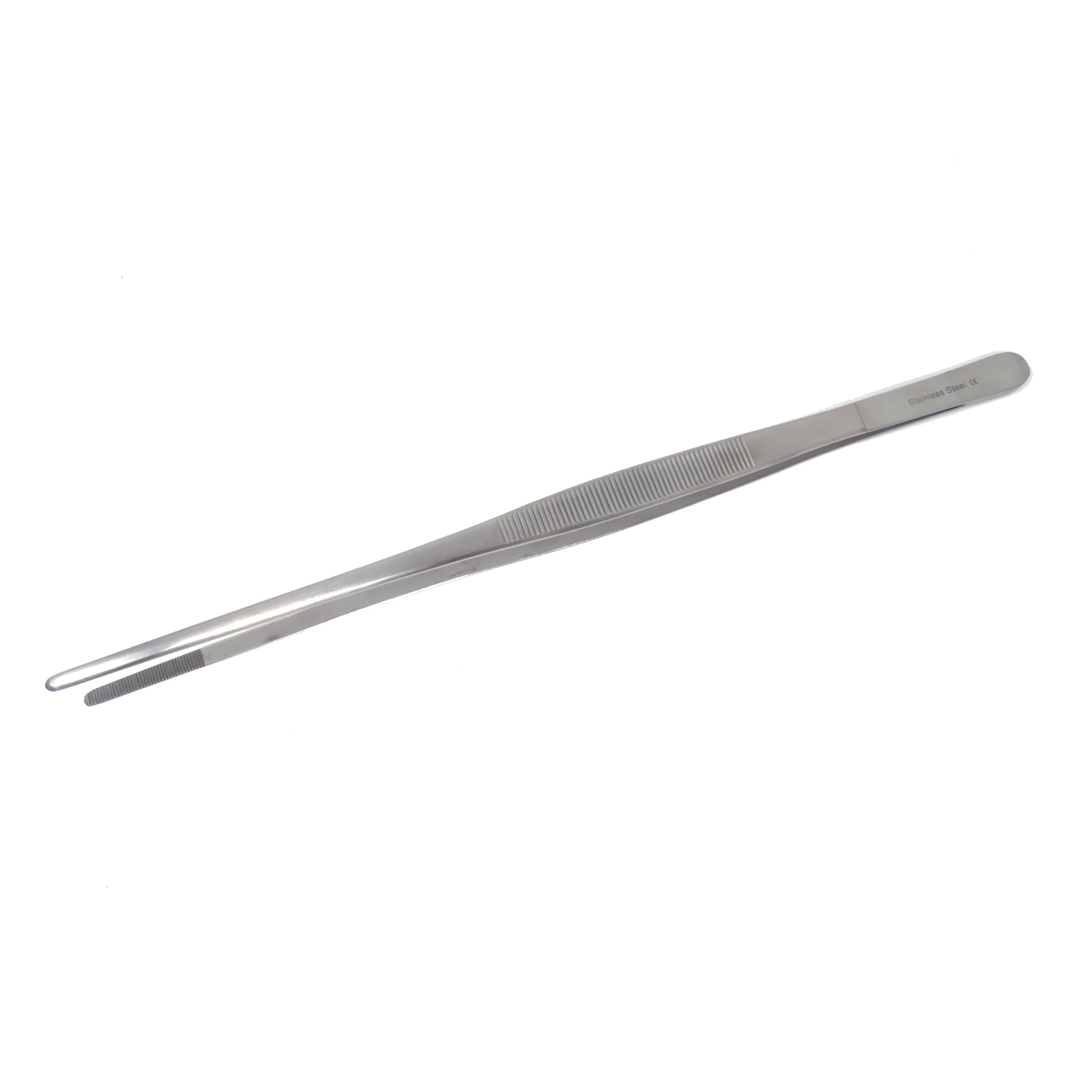 Stainless Steel Kitchen Tweezers Straight Serrated Tips 12 Large
