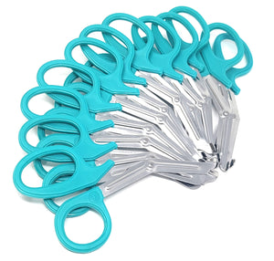 12/Pack Teal Handle Trauma Shears 7.25" Stainless Steel Scissors for Paramedics, EMT, Nurses, Firefighters + More