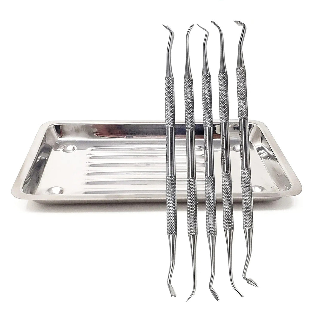 Dental Instruments Set of 5pcs Pk Thomas Wax Carvers 1, 2, 3, 4, 5 with Scalar Tray, Stainless Steel