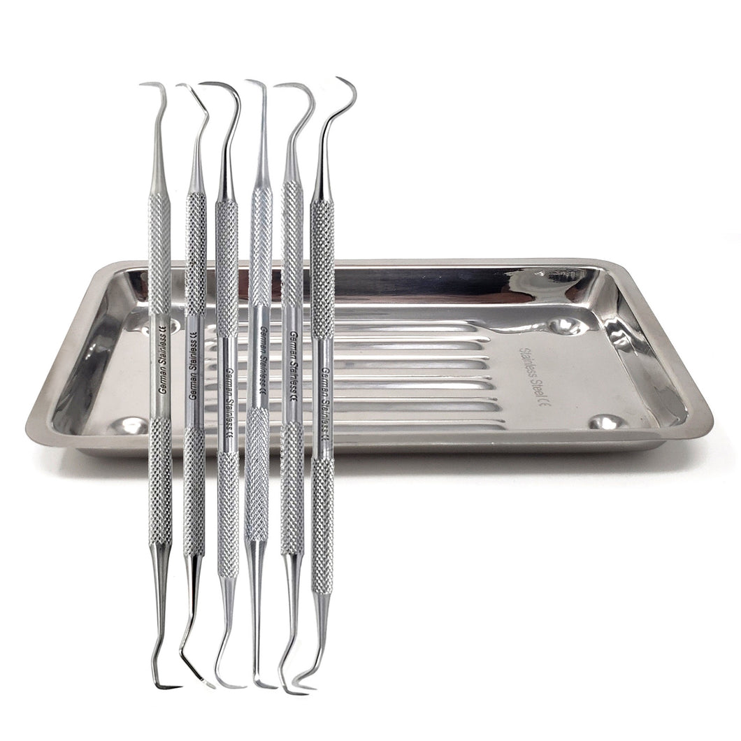 Dental Sickle Scalers Set with Scalar Tray Stainless Steel Instruments