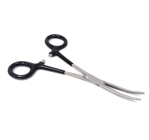 Pet Hair Pulling Serrated Ratchet Forceps, Stainless Steel Grooming Tool, Black Vinyl Grip 6"CRV