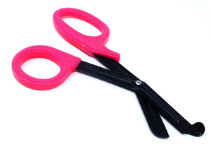 Pink Handle with Fluoride Coated Black Blades Trauma Shears 7.25"