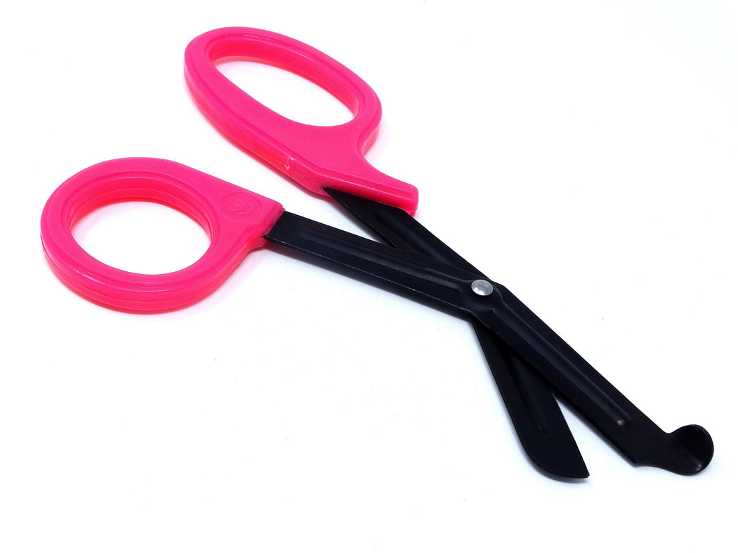 Pink Handle with Fluoride Coated Black Blades Trauma Shears 7.25