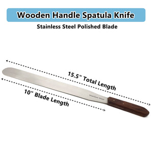 Stainless Steel Lab Spatula with Wooden Handle, 10" Blade, 1.5" Blade Width,  15.2" Total Length