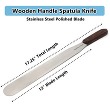 Load image into Gallery viewer, Stainless Steel Lab Spatula with Wooden Handle, 12&quot; Blade, 1.75&quot; Blade Width, 17.25&quot; Total Length
