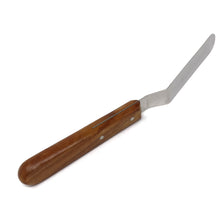 Load image into Gallery viewer, Cake Decorating Angled Icing Spatula, Stainless Steel 4&quot; Offset Polished Blade Knife, Wood Handle
