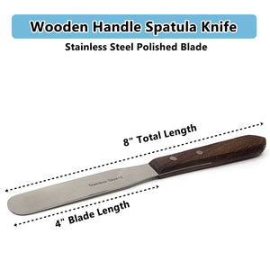 Stainless Steel Lab Spatula with Wooden Handle, 4" Blade, 0.62" Blade Width, 8" Total Length