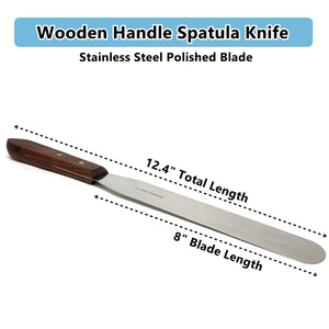 Stainless Steel Lab Spatula with Wooden Handle, 8" Blade, 1.25" Blade Width, 12.4" Total Length
