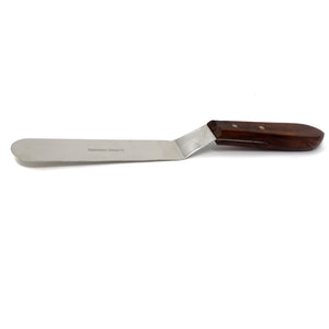 Cake Decorating Angled Icing Spatula, Stainless Steel 8" Offset Polished Blade Knife, Wood Handle