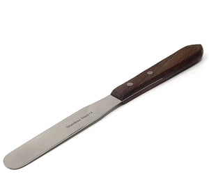 Stainless Steel Lab Spatula with Wooden Handle, 4" Blade, 0.62" Blade Width, 8" Total Length