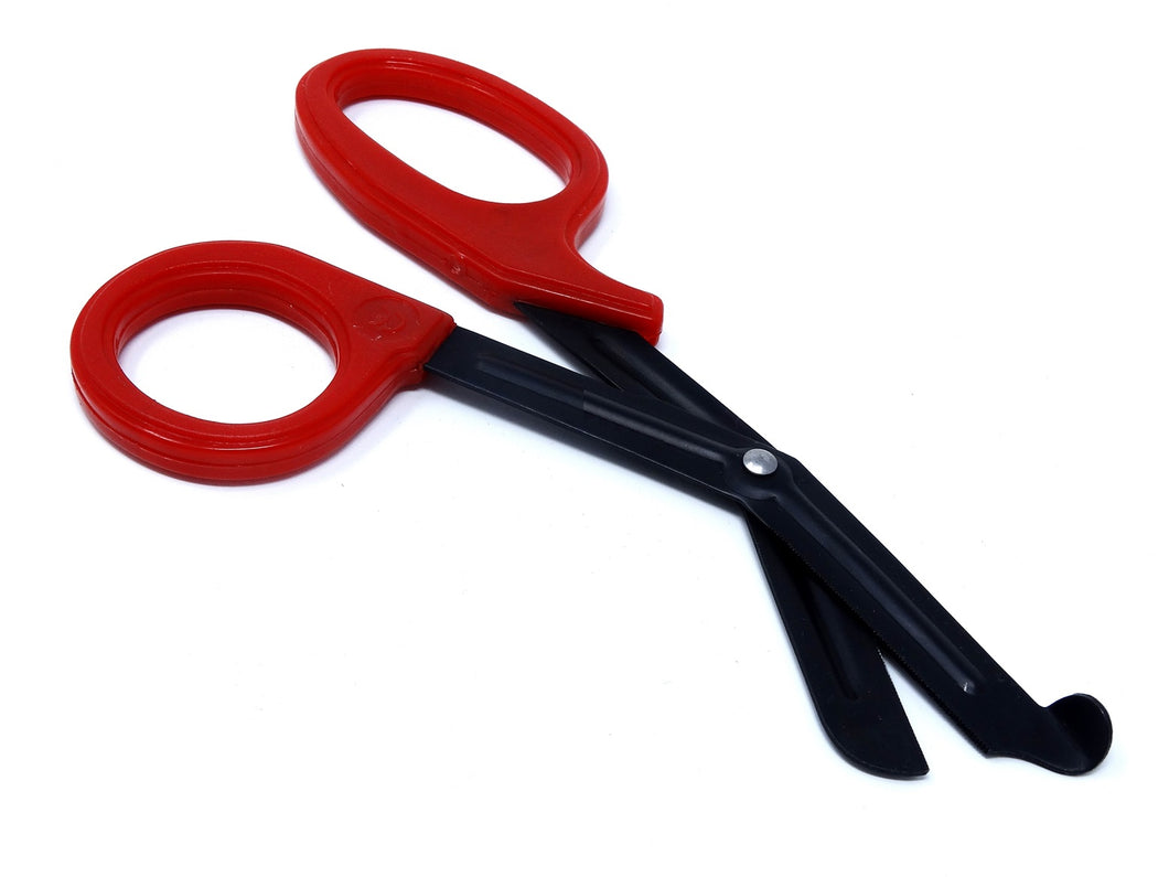 Red Handle with Fluoride Coated Black Blades Trauma Shears 7.25