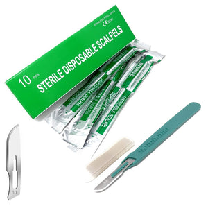 Disposable Scalpels #10, 10/bx Stainless Steel Blades, Plastic Handle