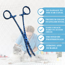 Load image into Gallery viewer, Dog Cat Ear Cleaning Forceps 5.5&quot; CRV Pet Hair Pulling Clamp Tweezers Grooming, BLUE Paws
