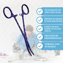 Load image into Gallery viewer, Dog Cat Ear Cleaning Forceps 5.5&quot; CRV Pet Hair Pulling Clamp Tweezers Grooming, PURPLE Paws
