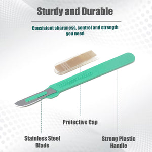 Disposable Scalpels #20, 10/bx Carbon Steel Blades, Plastic Handle