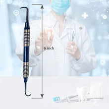 Load image into Gallery viewer, Hollow Handle Sickle Montana Jack Blue Titanium Double Ended Stainless Steel Dental Tool
