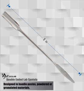 Stainless Steel Double Ended Micro Lab Spatula Sampler, Semi Circle Scoop Spoon & Tapered Arrow End, 9" Length