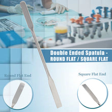 Load image into Gallery viewer, Stainless Steel Double Ended Micro Lab Spatula Sampler, Square &amp; Round End, 9&quot; Length
