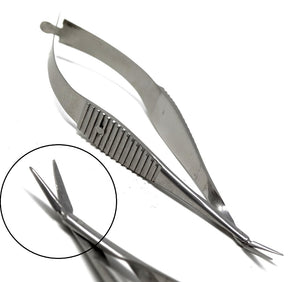Vannas Micro Small Blade Stitch Scissors Angled Forward, 3'', Ridged Handle