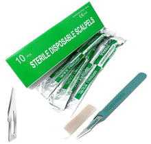 Load image into Gallery viewer, Disposable Scalpels #11, 10/bx Stainless Steel Blades, Plastic Handle
