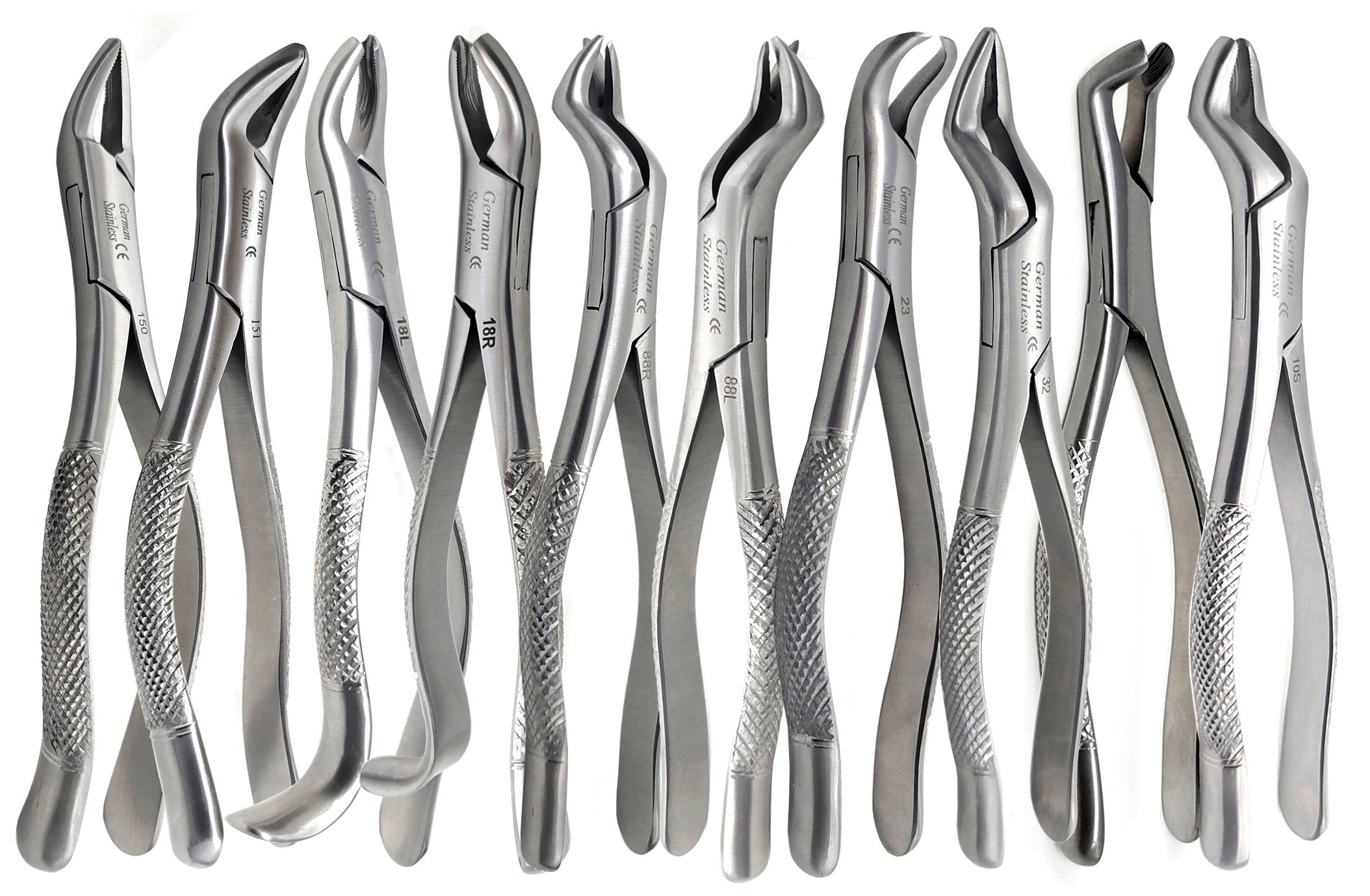 10/pk Dental Extracting Extraction Forceps Set Satin, Premium