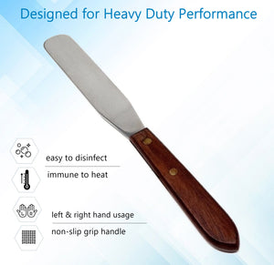 Stainless Steel Spatula Kitchen Utensil Chefs Knives Baking Tool - 3" Polished Blade, Wood Handle