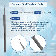 Load image into Gallery viewer, Stainless Steel Micro Fine Point 45 Degree Angled Probe #9, 5.5&quot;
