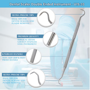 Scaler U15/33 Double Ended Oral Hygiene Care Stainless Steel Dental Tool