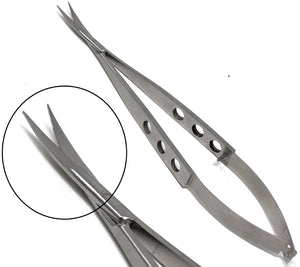 Spring Stitch Micro Scissors 5.5" Curved, Fenestrated Flat Handle