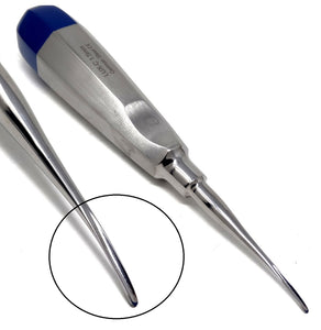Dental Luxating Elevator Curved 1.5mm, Blue Handle, Stainless Steel