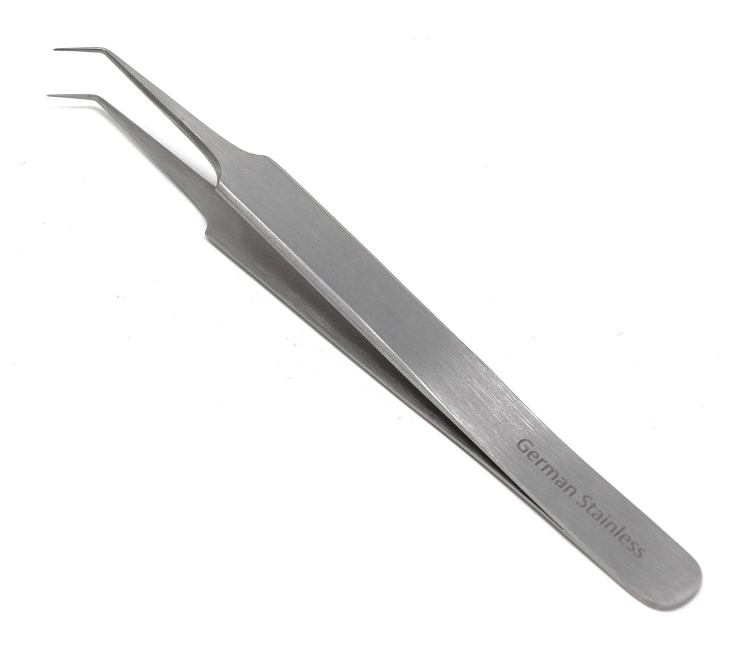 Stainless Steel 3D 5D 6D Volume False Eyelash Extension Tweezers A Type Angled, Fine Point, Premium Quality