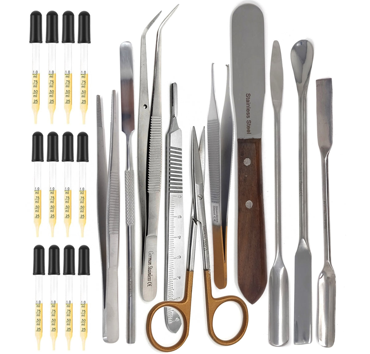 22 Pieces Stainless Steel Lab Spatulas Micro Scoop Laboratory Sampling ...