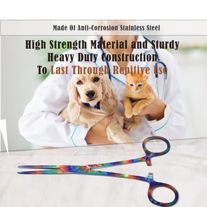 Pet Ear Hair Pulling Serrated Ratchet Forceps, Stainless Steel Grooming Tool, Tie & Die 5.5" STR