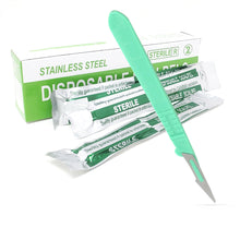 Load image into Gallery viewer, Disposable Scalpels #11, 10/bx Stainless Steel Blades, Plastic Handle
