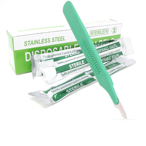 Disposable Scalpels #15, 10/bx Stainless Steel Blades, Plastic Handle