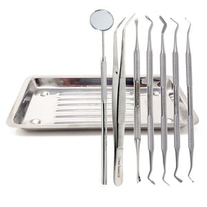 8 Pcs Professional Dental Composite Filling Instruments Kit with Scaler Tray, Stainless Steel