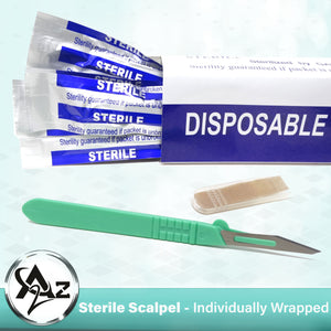 Disposable Scalpels #11, 10/bx Carbon Steel Blades, Plastic Handle