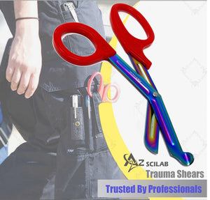 Set of 6 Pcs Trauma Paramedic ENT Shears With Multi Color Stainless Steel Blades